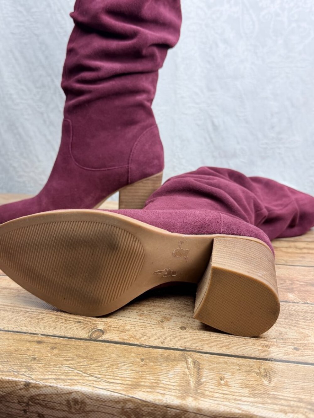 Nine West Burgundy Slouch Tall Heeled Boots Size 9 Title: Nine West Women's - Picture 11 of 12